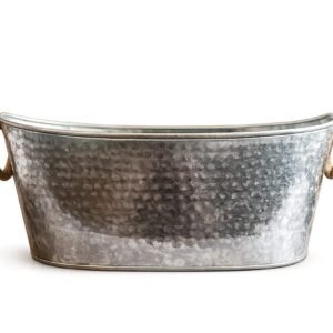 Galvanized Metal Ice Bucket with Rope Handles