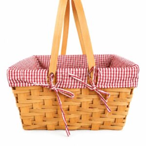 Classic Woven Picnic Basket with Gingham Liner