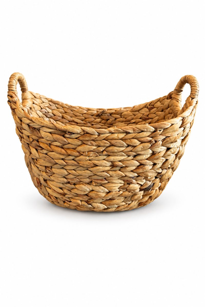 Medium Round Natural Woven Gift Basket