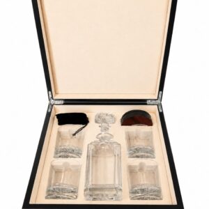 Luxury Wood Box Whiskey Decanter & Glass Gift Set
