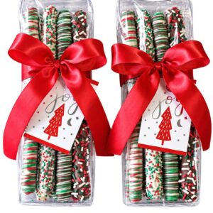 8pc Holiday Milk & White Chocolate Covered Pretzel Rods