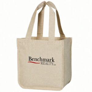 Classic canvas tote personalized with a Benchmark Realty logo