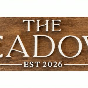 Rectangular custom family name and established year wooden sign