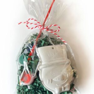 Paint your own snowman ornament kit in a clear gift bag